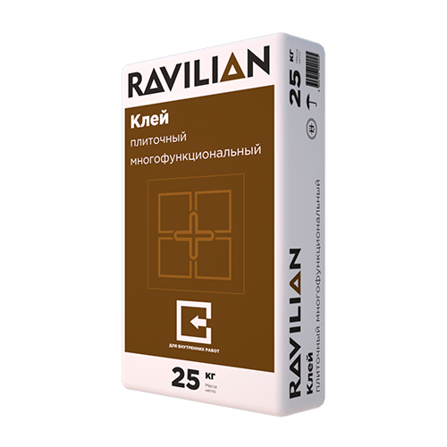 Многофункциональный плиточный клей “Ravilian” предназначена для применения в качестве раствора для плиточных работ во внутренних помещениях. 