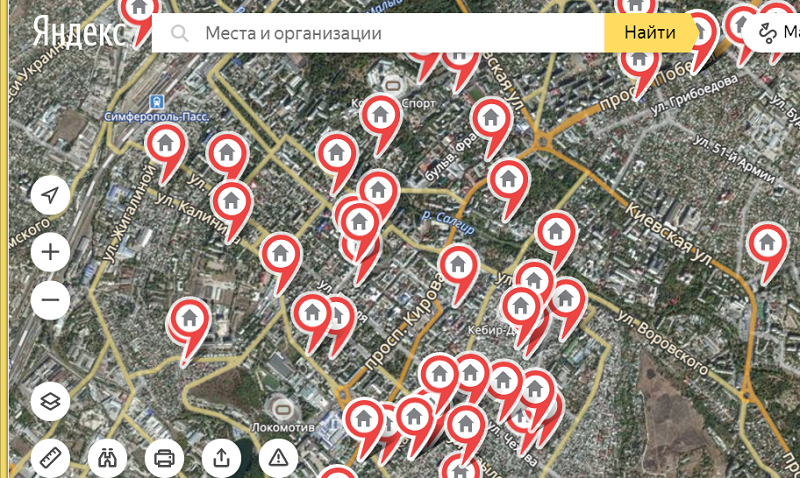 Опубликована интерактивная карта самовольного строительства в Симферополе 